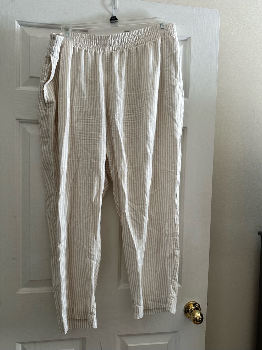 Old Navy Women’s Linen Blend Light Tan Striped Pants
